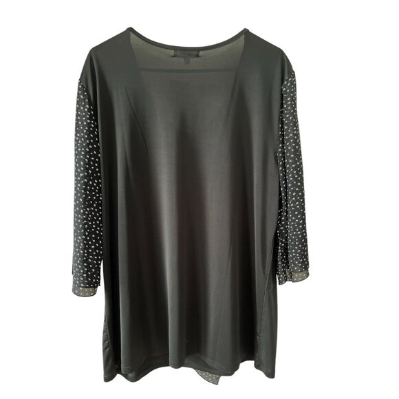 Shannon Ford New York Women’s 2X Black White Polka Dot Asymmetrical Knit Top - Picture 5 of 6